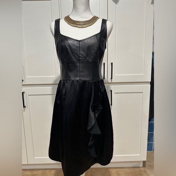 Nanette Lepore Magic Carpet Leather-top dress size 8 mini - Picture 2 of 12